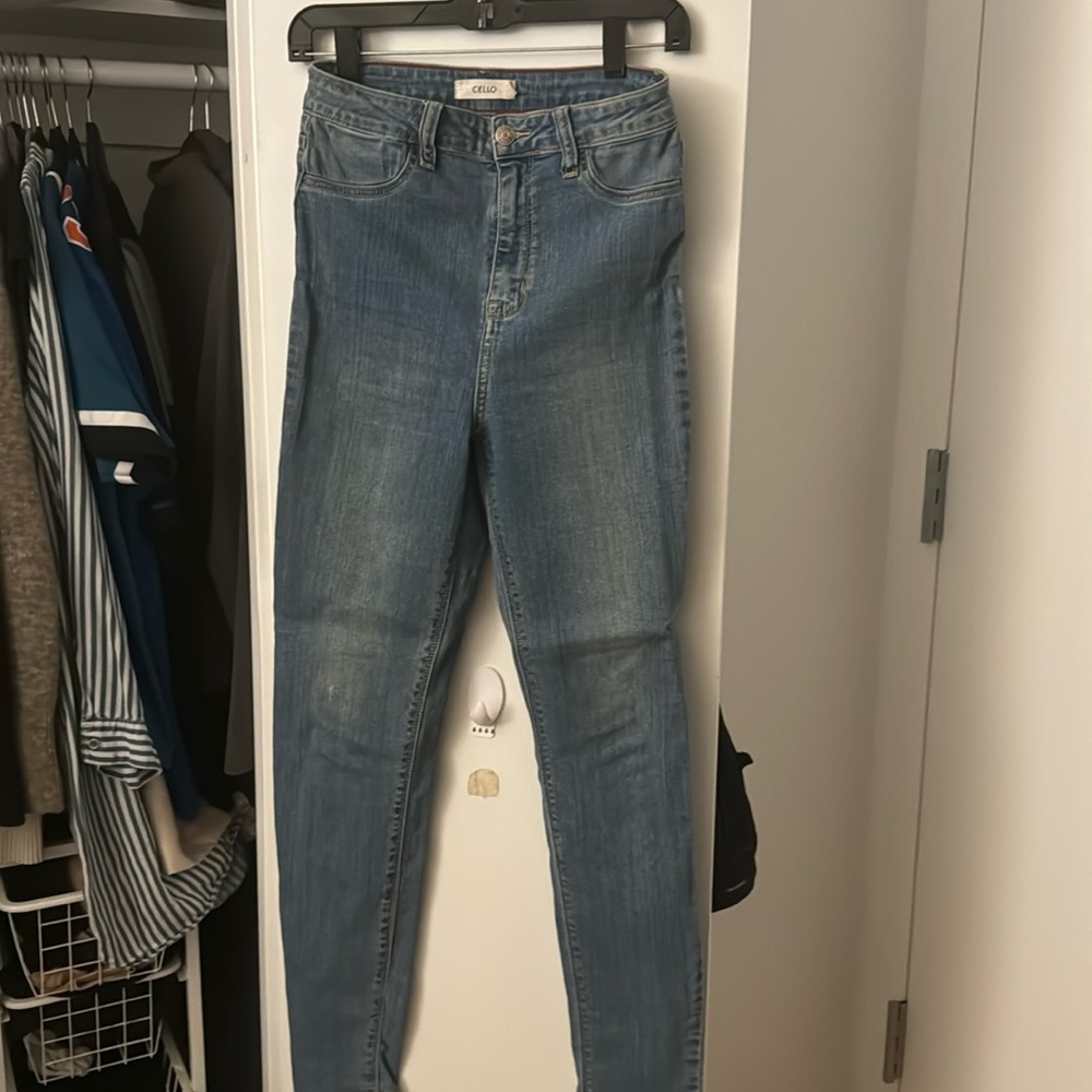 Light blue, super stretchy, high waisted, skinny jeans